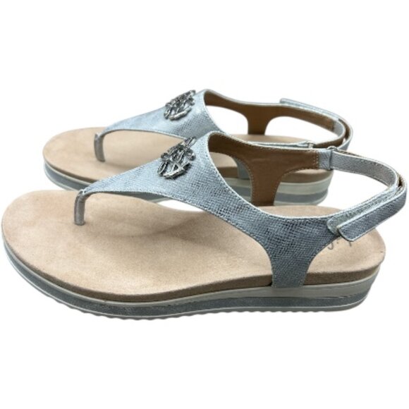 LifeStride Women’s Zeeta Silver Metallic Thong Sandal – Size 11 M - Picture 1 of 8
